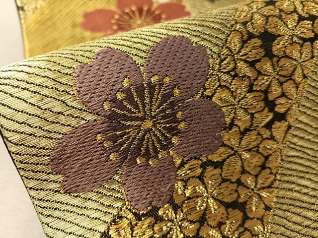 平和屋着物●六通柄袋帯　舞桜　金糸　正絹　逸品　CABL6094vp