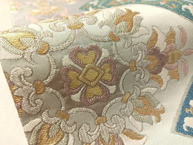 平和屋着物●六通柄袋帯　繊輪　松皮菱正倉院　金銀糸　正絹　逸品　未使用　CABL6096vp