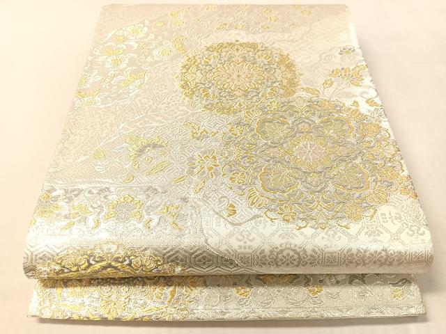 平和屋着物●六通柄袋帯　道長正倉文　純プラチナ二重箔　正絹　逸品　CABL6097vp