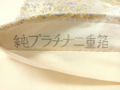 平和屋着物●六通柄袋帯　道長正倉文　純プラチナ二重箔　正絹　逸品　CABL6097vp