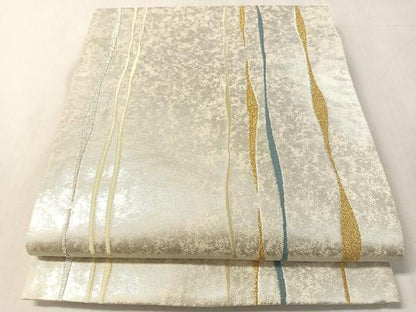 平和屋着物●六通柄袋帯　カラートーン　よろけ縞　金銀糸　鈴乃屋扱い　正絹　逸品　CABL6100vp
