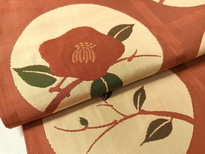 平和屋着物●名門木屋太　今河織物　六通柄袋帯　枝椿丸文　正絹　逸品　CABL6105vp