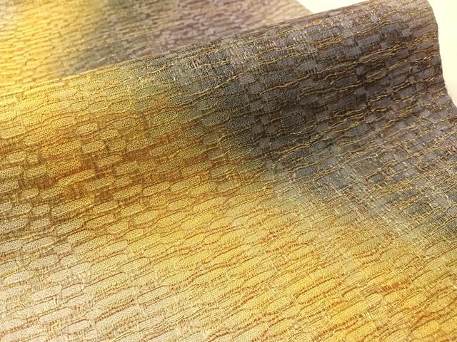 平和屋着物●六通柄袋帯　霞よろけ縞　金糸　正絹　逸品　CABL6106vp