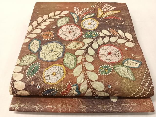 平和屋着物●太鼓柄袋帯　作家物　絞り　辻が花　金糸　正絹　逸品　CABL6107vp