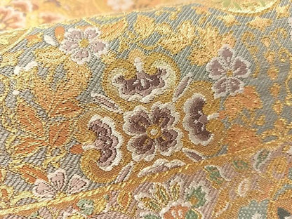 平和屋着物●六通柄袋帯 唐織 横段正倉院花文 金糸 正絹 逸品 CABL6111vp