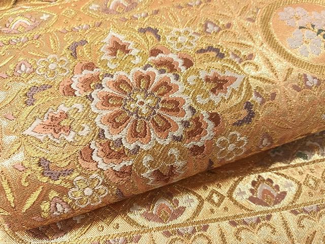 平和屋着物●六通柄袋帯 唐織 横段正倉院花文 金糸 正絹 逸品 CABL6111vp