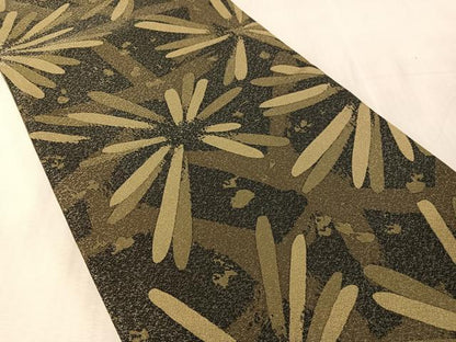 平和屋着物●全通柄袋帯 草木文 黒地 銀通し地 やまと誂製 正絹 逸品 未使用 CABL6114vp