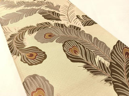平和屋着物●こむさでもーど・COMME CA DU MODE 六通柄袋帯 孔雀羽文 正絹 逸品 未使用 CABL6115vp
