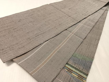 平和屋着物●両面 太鼓柄袋帯 紬地 めがね織 幾何学文様 正絹 逸品 未使用 CABL6117vp