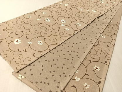 平和屋着物●両面　六通柄袋帯　花唐草文　金糸　三越扱い　正絹　逸品　CABL6121vp