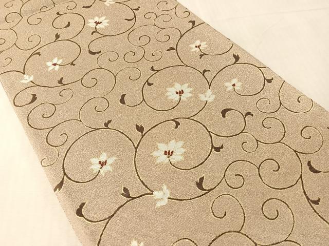 平和屋着物●両面　六通柄袋帯　花唐草文　金糸　三越扱い　正絹　逸品　CABL6121vp