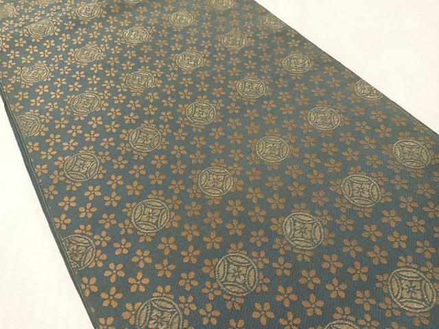 平和屋着物●西陣　川島織物　六通柄　本袋帯　七宝花文　御召御納戸色　正絹　逸品　CABL6123vp