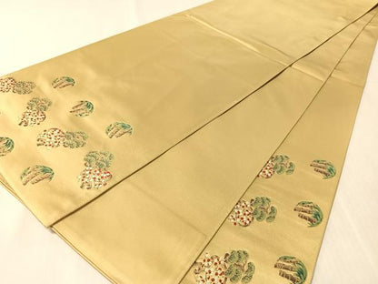 平和屋着物●太鼓柄袋帯　あけぼの繭　歳寒三友図　金糸　正絹　逸品　CABL6125vp