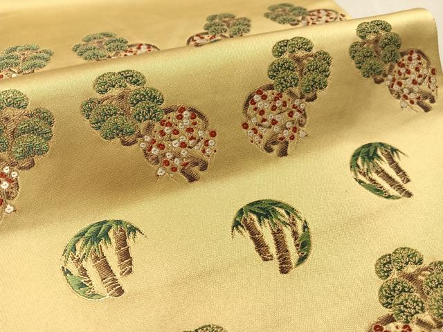 平和屋着物●太鼓柄袋帯　あけぼの繭　歳寒三友図　金糸　正絹　逸品　CABL6125vp
