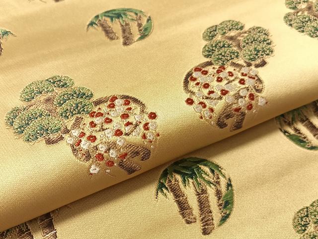 平和屋着物●太鼓柄袋帯　あけぼの繭　歳寒三友図　金糸　正絹　逸品　CABL6125vp