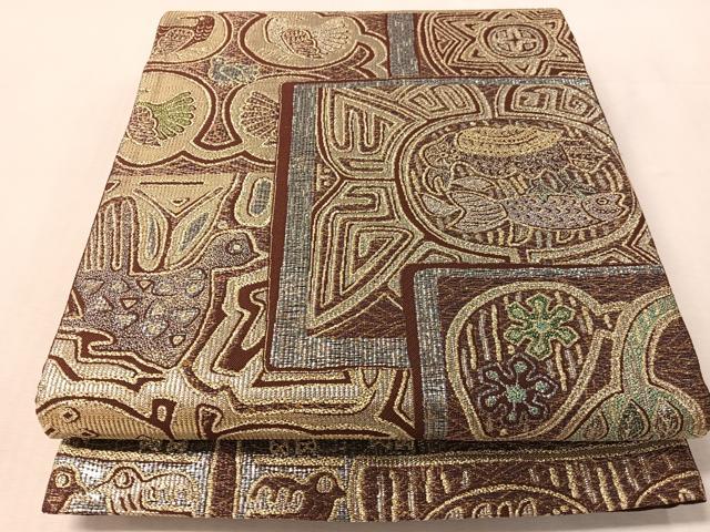 平和屋着物●六通柄袋帯　CLUB mola　コプト文様　金銀糸　正絹　逸品　CABL6127vp