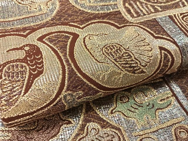 平和屋着物●六通柄袋帯　CLUB mola　コプト文様　金銀糸　正絹　逸品　CABL6127vp