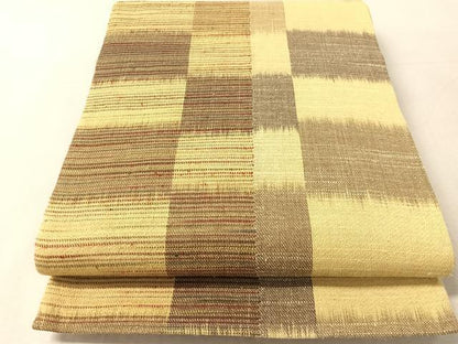平和屋着物●両面　全通柄袋帯　絣市松文様　正絹　逸品　CABL6136vp