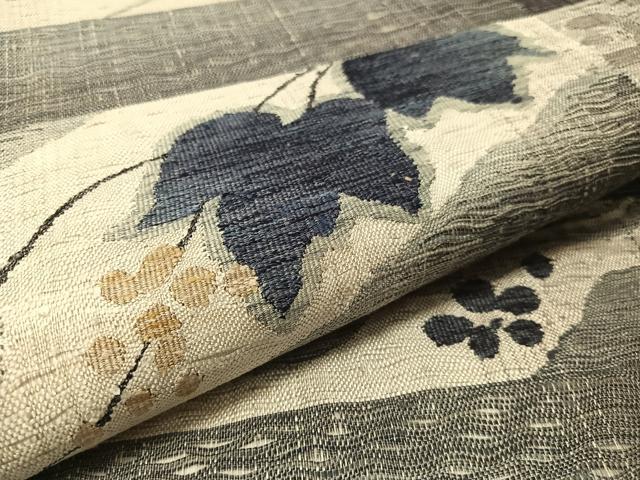 平和屋着物▽太鼓柄袋帯　スリーシーズン　春夏秋　すくい織　葡萄蔦の葉文　正絹　逸品　CABL6140vp