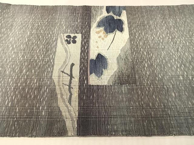 平和屋着物▽太鼓柄袋帯　スリーシーズン　春夏秋　すくい織　葡萄蔦の葉文　正絹　逸品　CABL6140vp