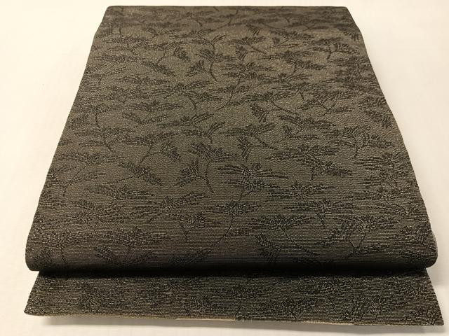 平和屋着物▽両面　六通柄袋帯　スリーシーズン　春夏秋　櫛織　よろけ縞　金糸　正絹　逸品　CABL6141vp