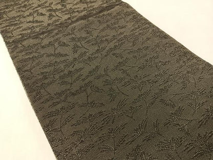 平和屋着物▽両面　六通柄袋帯　スリーシーズン　春夏秋　櫛織　よろけ縞　金糸　正絹　逸品　CABL6141vp