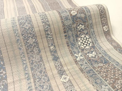 平和屋着物▽両面　全通柄袋帯　スリーシーズン　春夏秋　モール　花間道　正絹　逸品　未使用　CABL6148vp