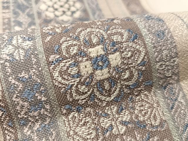 平和屋着物▽両面　全通柄袋帯　スリーシーズン　春夏秋　モール　花間道　正絹　逸品　未使用　CABL6148vp