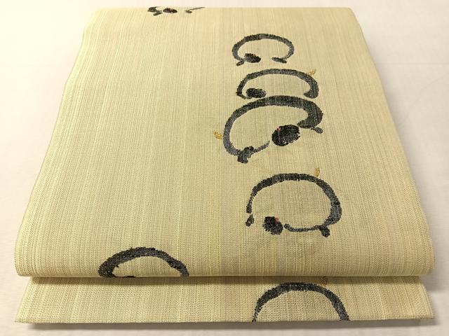 平和屋着物▽六通柄袋帯　スリーシーズン　春夏秋　抽象文様　金糸　ますいわ屋扱い　正絹　逸品　CABL6149vp