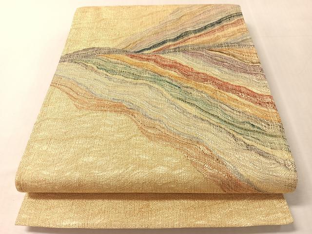 平和屋着物▽太鼓柄袋帯　櫛織　道長文様　金糸　スリーシーズン　春夏秋　正絹　逸品　CABL6152vp