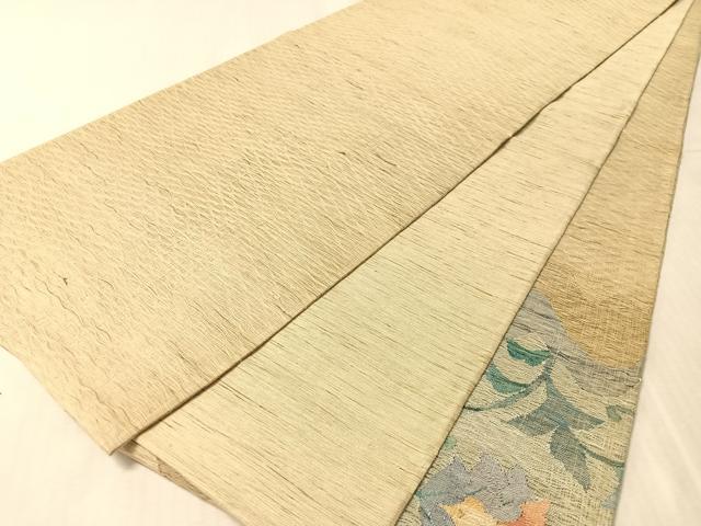平和屋着物▽太鼓柄袋帯　スリーシーズン　春夏秋　すくい織　道長更紗文　金糸　正絹　逸品　CABL6156vp