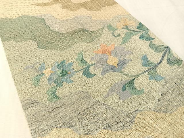 平和屋着物▽太鼓柄袋帯　スリーシーズン　春夏秋　すくい織　道長更紗文　金糸　正絹　逸品　CABL6156vp