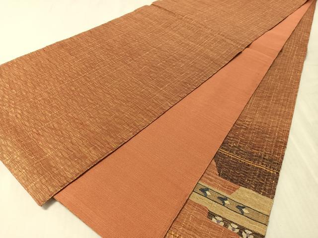 平和屋着物▽太鼓柄袋帯　スリーシーズン　春夏秋　すくい織　幾何学花文　正絹　逸品　CABL6164vp