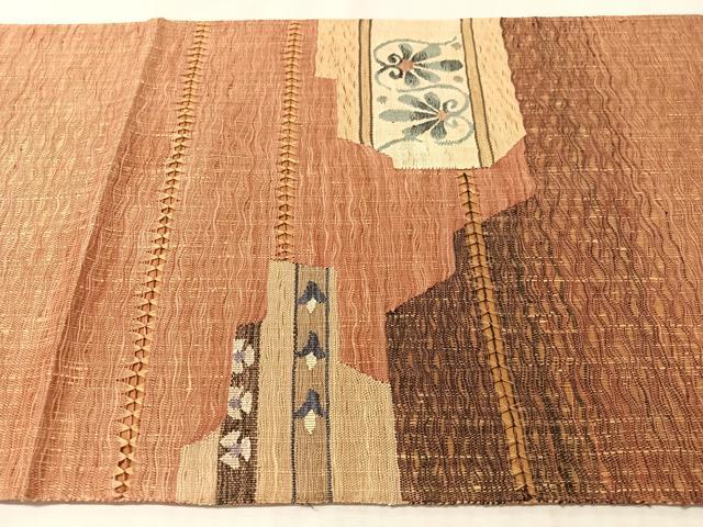 平和屋着物▽太鼓柄袋帯　スリーシーズン　春夏秋　すくい織　幾何学花文　正絹　逸品　CABL6164vp