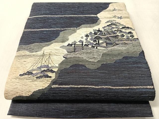 平和屋着物▽太鼓柄袋帯　スリーシーズン　春夏秋　すくい織　御所解文　正絹　逸品　未使用　CABL6165vp