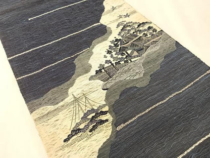 平和屋着物▽太鼓柄袋帯　スリーシーズン　春夏秋　すくい織　御所解文　正絹　逸品　未使用　CABL6165vp