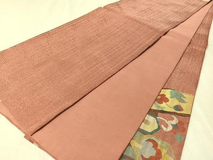 平和屋着物▽太鼓柄袋帯　スリーシーズン　春夏秋　すくい織　花唐草文　金糸　正絹　逸品　CABL6166vp