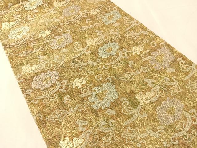 平和屋着物▽六通柄袋帯　スリーシーズン　春夏秋　三重　よろけ織　名物裂　金糸　正絹　逸品　CABL6168vp