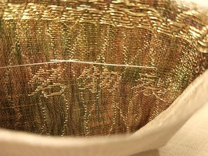 平和屋着物▽六通柄袋帯　スリーシーズン　春夏秋　三重　よろけ織　名物裂　金糸　正絹　逸品　CABL6168vp