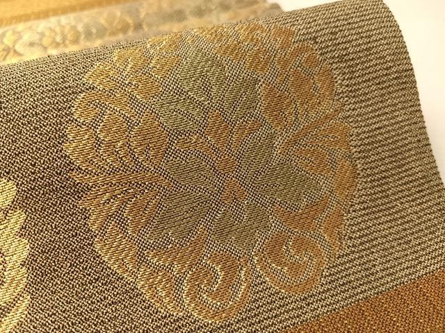 平和屋着物▽六通柄袋帯　スリーシーズン　春夏秋　横段正倉院花文　金糸　正絹　逸品　CABL6169vp