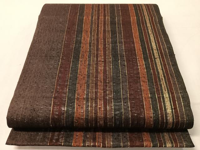平和屋着物▽全通柄袋帯　スリーシーズン　春夏秋　櫛織　間道　金糸　正絹　逸品　CABL6171vp