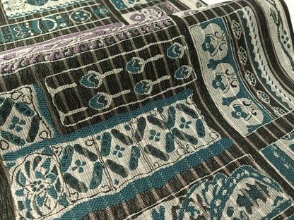 平和屋着物▽六通柄袋帯　スリーシーズン　春夏秋　魚　幾何学文　正絹　逸品　CABL6174vp