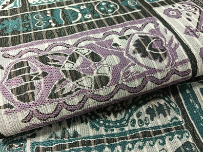 平和屋着物▽六通柄袋帯　スリーシーズン　春夏秋　魚　幾何学文　正絹　逸品　CABL6174vp