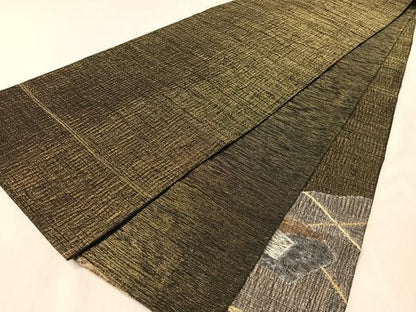 平和屋着物▽太鼓柄袋帯　スリーシーズン　春夏秋　すくい織　地紙重ね　金銀糸　正絹　逸品　CABL6177vp