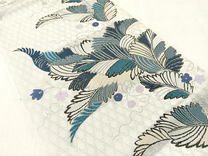 平和屋着物▽太鼓柄袋帯　スリーシーズン　春夏秋　草花文　正絹　逸品　CABL6178vp