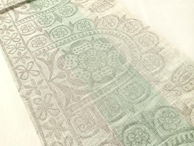 平和屋着物▽六通柄袋帯　スリーシーズン　春夏秋　紬地　吉祥花文　金糸　正絹　逸品　未使用　CABL6180vp