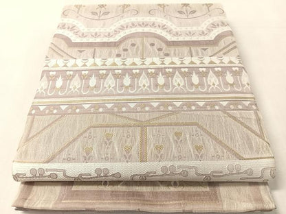 平和屋着物▽六通柄袋帯　スリーシーズン　春夏秋　櫛織　幾何学文　正絹　逸品　CABL6181vp