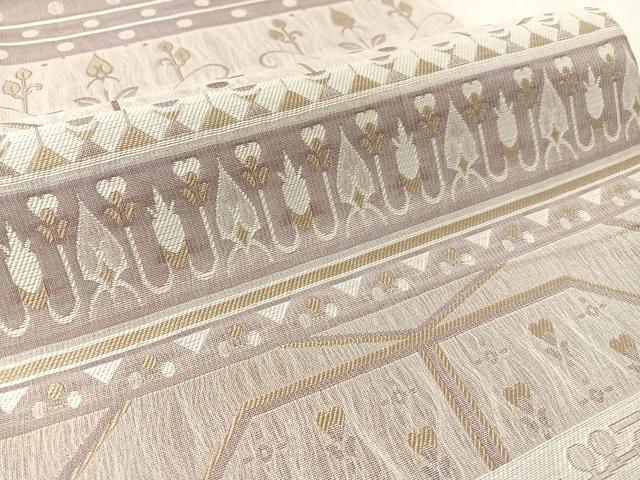 平和屋着物▽六通柄袋帯　スリーシーズン　春夏秋　櫛織　幾何学文　正絹　逸品　CABL6181vp