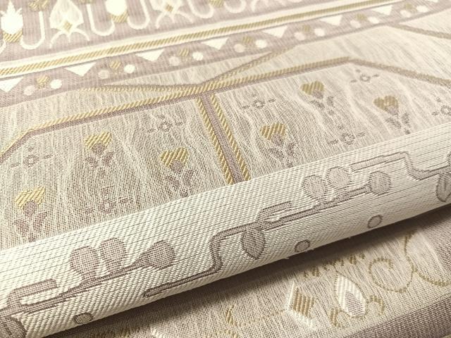 平和屋着物▽六通柄袋帯　スリーシーズン　春夏秋　櫛織　幾何学文　正絹　逸品　CABL6181vp