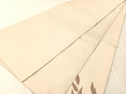 平和屋着物▼塩瀬　太鼓柄袋帯　手描き　枝葉文　正絹　逸品　CABL6182vp
